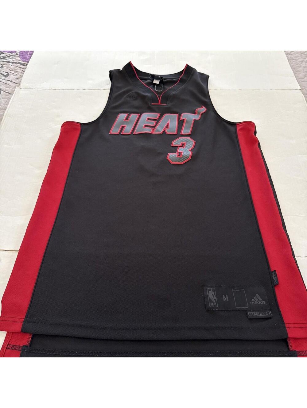 Miami Heat Wade #3 Adidas Stitched Limited Edition Blackout Jersey Size M+2